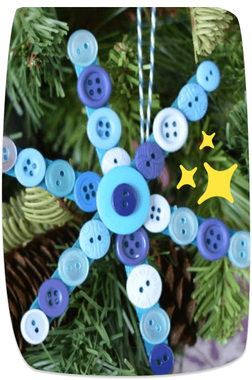Sternornament mit Knöpfen und Eisstielen