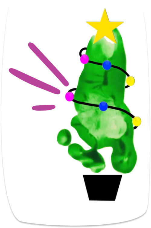 Weihnachtsbaum aus Fußabdruck