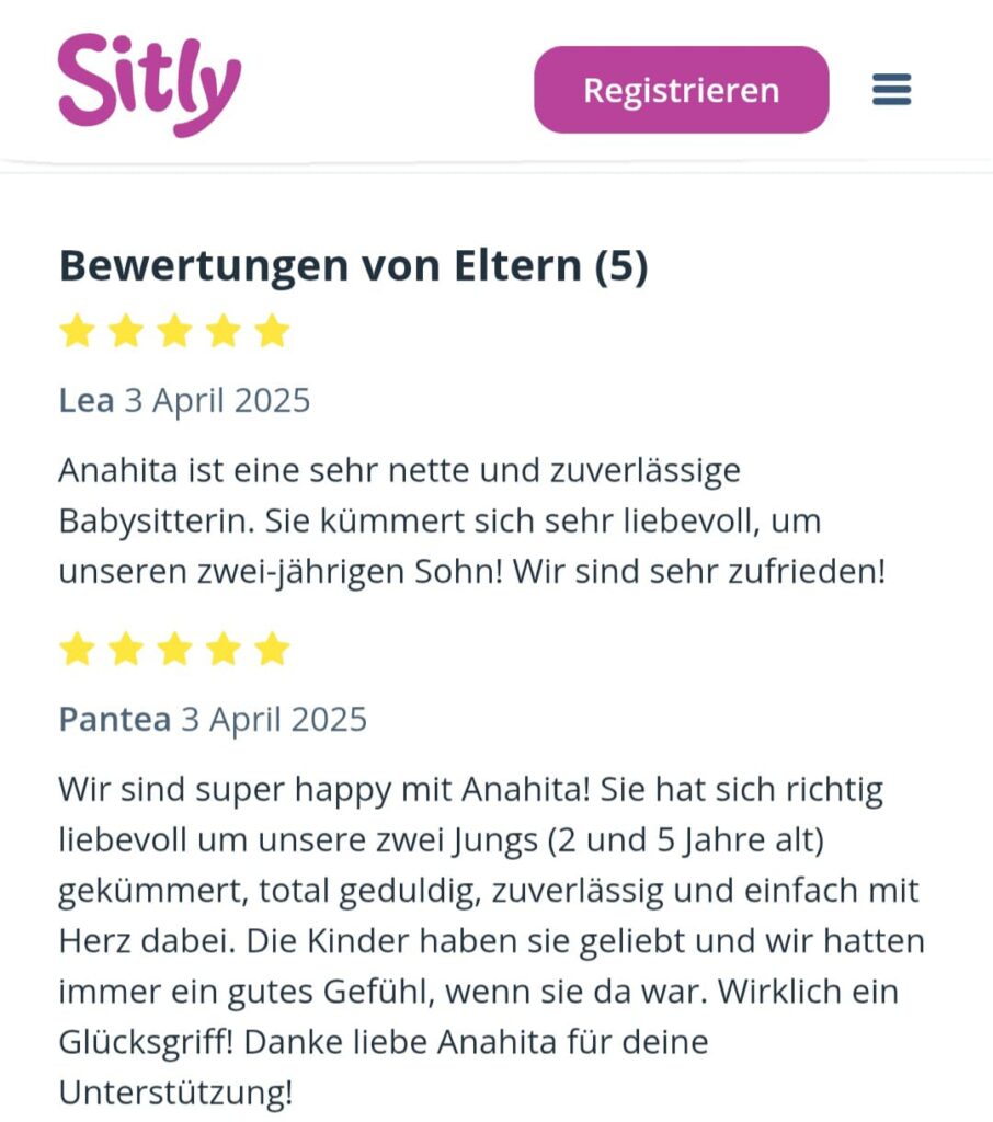 Zwei bewerungen von Eltern